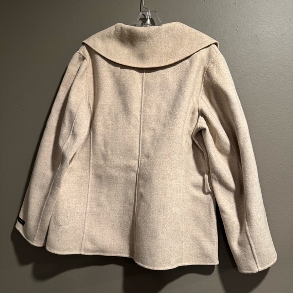 Tweeds Beige Collared Wool Blend Jacket Pea Coat Women Size XL - Picture 2 of 8